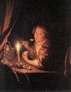 SCHALCKEN, Godfried Girl Eating an Apple sg oil painting artist